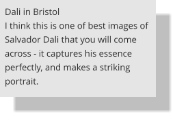 Dali in Bristol  I think this is one of best images of Salvador Dali that you will come across - it captures his essence perfectly, and makes a striking portrait.